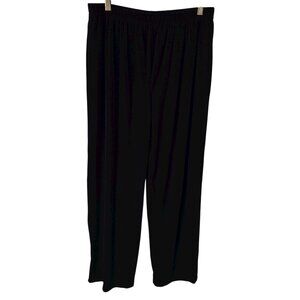 Vtg Joan Leslie Petite Pant Velour Pull On Comfort Black Straight Leg High Rise